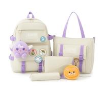 ANDRESYKKA ® Set de bolsos y mochilas 6 en 1,para Mujer y Adolescente - Mochilas Kawaii con Bolsos de Diario, Estuche + Regalo Sorpresa, Ideal para Viaje, Universidad y Estilo de Vida Activo -AURAE