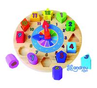 Andreutoys Reloj de Madera Puzzle Figuras Geométricas 22X4 cm