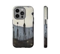 Andriez Eerie Stick Figures Landscape - Funda resistente mate compatible con iPhone 14 Pro, color negro