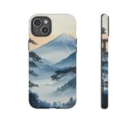 Andriez Escena tradicional japonesa de montaña - Funda resistente mate - Compatible con iPhone 15 Plus, azul