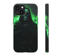 Andriez Esqueleto con magia verde en patillas oscuras, funda resistente mate, compatible con iPhone 13