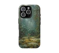 Andriez Girl in Sunlit Forest Clearing with Butterflies - Funda resistente mate compatible con iPhone 16 Pro, color verde