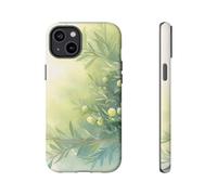 Andriez Ilustración de acuarela botánica verde, funda resistente mate, compatible con iPhone 14 Plus