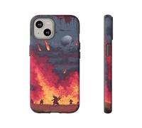 Andriez Lluvia de meteoritos apocalíptica con figuras tribales, funda resistente mate, compatible con iPhone 14, color rojo