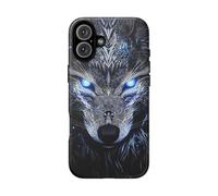 Andriez Majestic Wolf Face with Glow Eyes - Funda resistente mate compatible con iPhone 16 Plus
