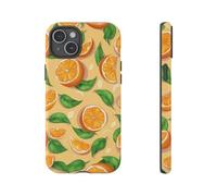 Andriez Patrón de frutas naranjas, funda resistente y brillante, compatible con iPhone 15 Plus