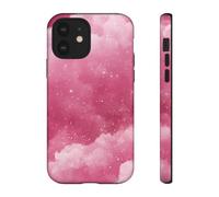 Andriez Patrón de nubes con purpurina rosa, funda resistente y brillante, compatible con iPhone 12