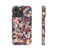 Andriez Patrón denso de casas urbanas con techos rojos, funda resistente mate, compatible con iPhone 15 Pro Max