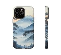 Andriez Pintura tradicional japonesa de montaña, funda resistente mate, compatible con iPhone 14 Pro Max, color azul