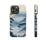 Andriez Pintura tradicional japonesa de montaña, funda resistente mate, compatible con iPhone 15 Pro Max, color azul