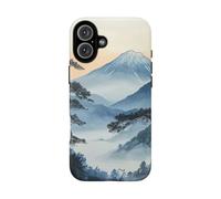 Andriez Pintura tradicional japonesa de montaña, funda resistente mate, compatible con iPhone 16 Plus, color azul