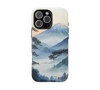 Andriez Pintura tradicional japonesa de montaña, funda resistente mate, compatible con iPhone 16 Pro Max, color azul