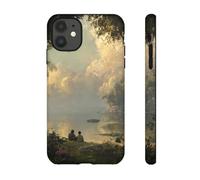 Andriez Serene Lakeside Friendship Scene - Carcasa resistente mate compatible con iPhone 11, color verde