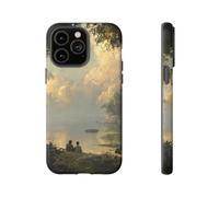 Andriez Serene Lakeside Friendship Scene - Carcasa resistente mate compatible con iPhone 14 Pro Max, color verde