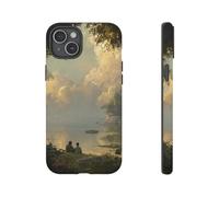 Andriez Serene Lakeside Friendship Scene - Carcasa resistente mate compatible con iPhone 15 Plus, color verde