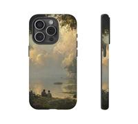 Andriez Serene Lakeside Friendship Scene - Carcasa resistente mate compatible con iPhone 15 Pro, color verde