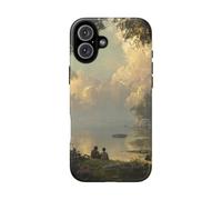 Andriez Serene Lakeside Friendship Scene - Carcasa resistente mate compatible con iPhone 16 Plus, color verde