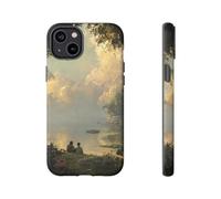 Andriez Serene Lakeside Friendship Scene - Funda resistente mate compatible con iPhone 14 Plus, color verde