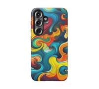 Andriez Trippy Vector Swirls - Funda resistente mate - Compatible con Galaxy S25 Multicolor
