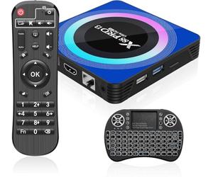 Android 13.0 TV Box, Android Box 4GB RAM 64GB ROM Quad-Core con Mini Teclado Inalámbrico, 2.4/5.0GHz Wi-Fi de Doble Banda BT 5.0 10/100M Ethernet HDMI 8K Android TV Box