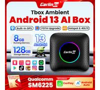 128GB CarlinKit LED inalámbrico CarPlay Android Auto Box CarPlay Ai Box Android 13 reproducción de vídeo pantalla dividida Qualcomm 8 núcleos FOTA SM6225 LED EAU 8GB RAM 128GB ROM