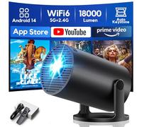 [Android 14 & 2026 Upgraded] AKIYO O2 Proyector Portátil con WiFi 6 Bluetooth 5.4 Support 1080P Auto Keystone 180° Rotation, Mini Proyector Compatibile con HDMI/Laptop/PS5/TV Stick, Negro
