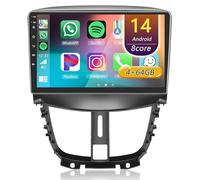 Android 14 Radio para coche para Peugeot 207 2006-2015 inalámbrica 2 DIN CarPlay pantalla táctil de 9 pulgadas radio enlace de espejo GPS Bluetooth DSP SWC+AHD cámara de visión trasera(8 núcleos(8+128