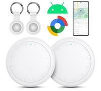 Android Smart Tracker, 2 Pack Air Tracker Buscador de Objetos Bluetooth Funciona con Buscar Google,Smart Tracker Localizador Bluetooth, Rastreador para Llaves, Cartera, Equipaje (Blanco)