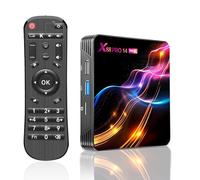 Android TV Box,X14 MAX Android 14.0 Smart TV Box 4GB RAM 64GB ROM RK3528 Quad-Core 64bit Cortex-A53 Mali 450 MP2 GPU Support 8K 3D 1080P 2.4/5.0GHz WiFi BT5.0 10/100M Ethernet DLNA USB 3.0 H.265