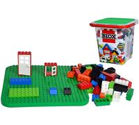 Simba 104114519 Blox 500 Bloques de construcción para niños a Partir de 3 años en Cubo, Varios Bloques, 16 Ventanas, 4 Puertas, con Placa Base, Totalmente Compatible, Colores Surtidos