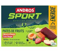 ANDROS - Estuche con diferentes pastas de frutas (3 frutos rojos/3 plátanos/albaricoques), 6 x 30 g