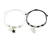 Androxeda 2 Piezas Pulseras a Juego, Estrellas Tejidas con Hilo Brillante en la Oscuridad, Regalos Simbólicos para Parejas, Mejores Amigas, Hermanas, Negro y Blanco