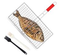 Androxeda Canasta De Asado De Pescado, Parrilla Barbacoa Grill Con 2 Cepillos De Silicona Para Cocinar Al Aire Libre