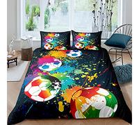 Andrui. Juego de Cama 90/105/135/150 3D Fútbol/Baloncesto Funda Nórdica Colorida Múltiples Patrones con Funda de Almohada y Cremallera (Fútbol 9,Cama 135-220x220)