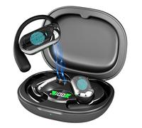 AndThere Auriculares inalámbricos, Bluetooth 5.4, auriculares intraurales con cancelación de ruido con pantalla LED, impermeables, auriculares deportivos Bluetooth para correr (negro)