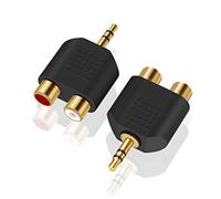 ANDTOBO Adaptador 3,5 mm a RCA, 2 Piezas 3,5 mm Macho a 2 RCA Hembra Adaptador Estéreo Jack