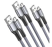 ANDTOBO Cable micro USB para Android, paquete de 3, cable trenzado de nailon compatible con Galaxy S7, S6, J7, J3, J8, Edge, Note 5, Kindle, MP3, etc
