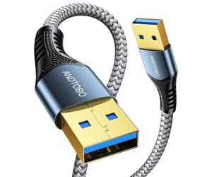 ANDTOBO USB Macho 3.0 Cable -1M, Cable Usb a Usb, Cable Usb Macho Macho 5Gbps para PC portátil, discos duros, ordenador, Macbook, reproductor de Blu-Ray, DVD, Tablet, ect.