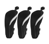 Andux 3 Piezas Funda de Palo de Golf híbridos con Intercambiable No. Etiqueta MT/hy06 (Negro/Plata)