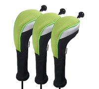 Andux 3pcs/pack cuello largo fundas de cabeza de palo de golf híbridos con intercambiable No. Etiqueta ctmt-02, Verde