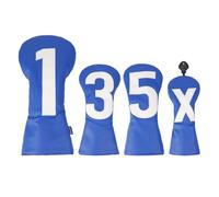 Andux 4 Pack/Set PU Gran Número de Golf 460cc Driver Fairway Woods Híbridos Cubiertas para la Cabeza del Club Azul