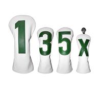 Andux 4 Pack/Set PU Gran Número de Golf 460cc Driver Fairway Woods Híbridos Cubiertas para la Cabeza del Club Blanco