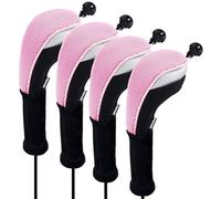 Andux 4 Piezas/Unidades Cuello Largo Fundas de Cabeza de Palo de Golf híbridos CTMT-02 Rosa
