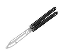 Andux Balisong Cuchillo Mariposa CNC Eficaz Sistema de Buje 6063 Mango de Aluminio Bloqueo Libre CNC-PRO-01 (Negro)