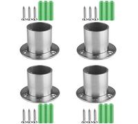 Andux Bridas de zócalo de brida de acero inoxidable Soporte de varilla de tubería para gabinete de baño Plata LYGDZ-01 (32 mm; 4 piezas)