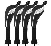 Andux CTMT-01 - Lote de 4 fundas protectoras de cuello largo para cabezas de palos de golf, con etiquetas de números intercambiables, blanco