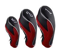 Andux Golf Driver Juego de 3 Fundas de Madera para Conductor de 460cc con Cierre de Cremallera Rojo