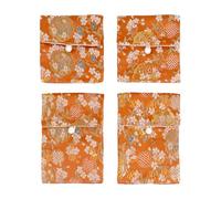 Andux joyería de Seda Bolso de la Bolsa de Ciruela en Flor Bordado de Seda Brocado Monedero de Viaje Bolsa de joyería 4pcs SP/DZ-02(Naranja)