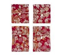 Andux joyería de Seda Bolso de la Bolsa de Ciruela en Flor Bordado de Seda Brocado Monedero de Viaje Bolsa de joyería 4pcs SP/DZ-02(Rojo Vino)