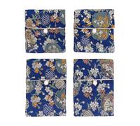 Andux joyería de Seda Bolso de la Bolsa de Ciruela en Flor Bordado de Seda Brocado Monedero de Viaje Bolsa de joyería 4pcs SP/DZ-02(Azul Marino)